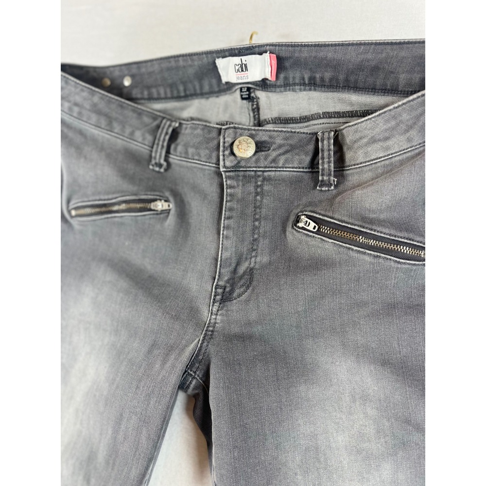 Cabi Gray Wash Zip Pocket Skinny Jeans Women's Size 12 Stretch Denim